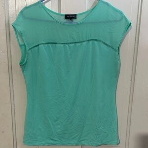 The Limited Sheer Panel Cap Sleeve Top Mint Green